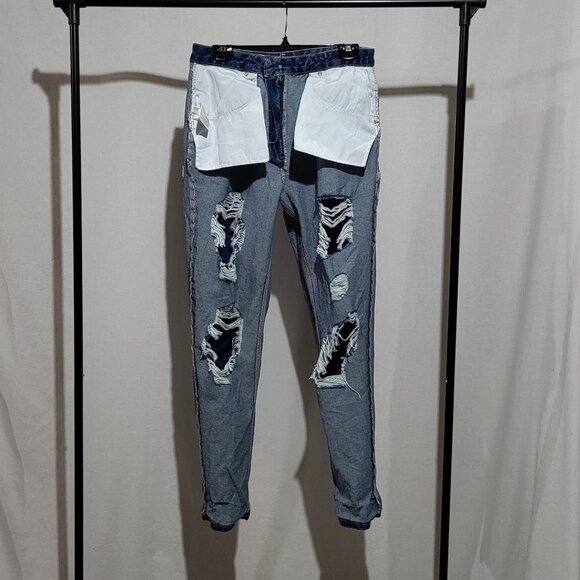 BDG jeans Urban Outfitters high waist distressed blue denim pants loose fit Mom - Picture 3 of 13